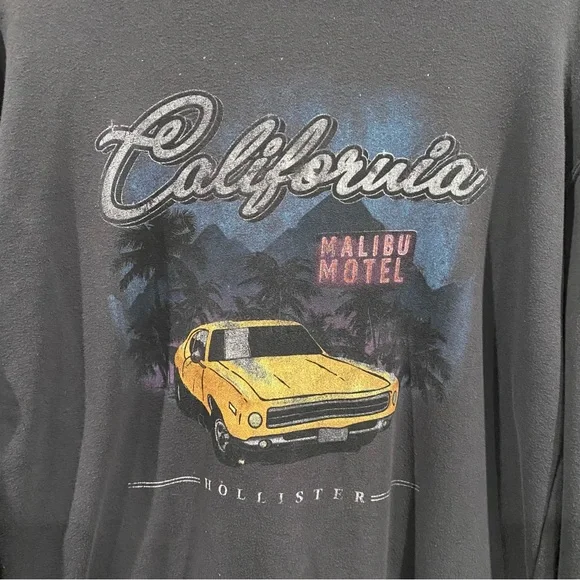 Hollister California Malibu Hotel Graphic Crewneck Pullover Sweatshirt Gray XS - Picture 7 of 8